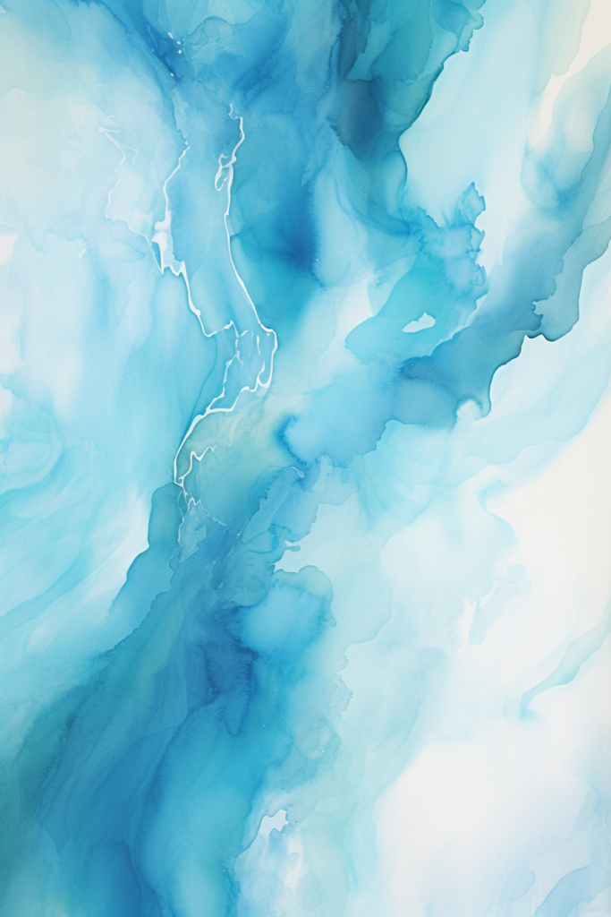 A blue watercolor painting on a white background.