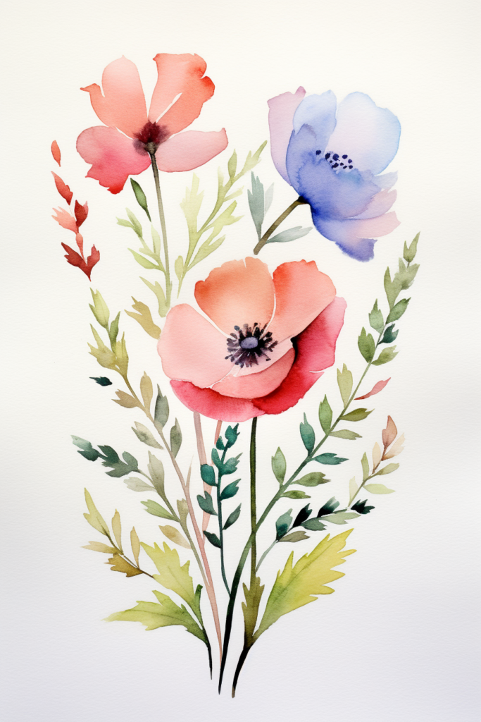 A watercolor painting of flowers on a white background.