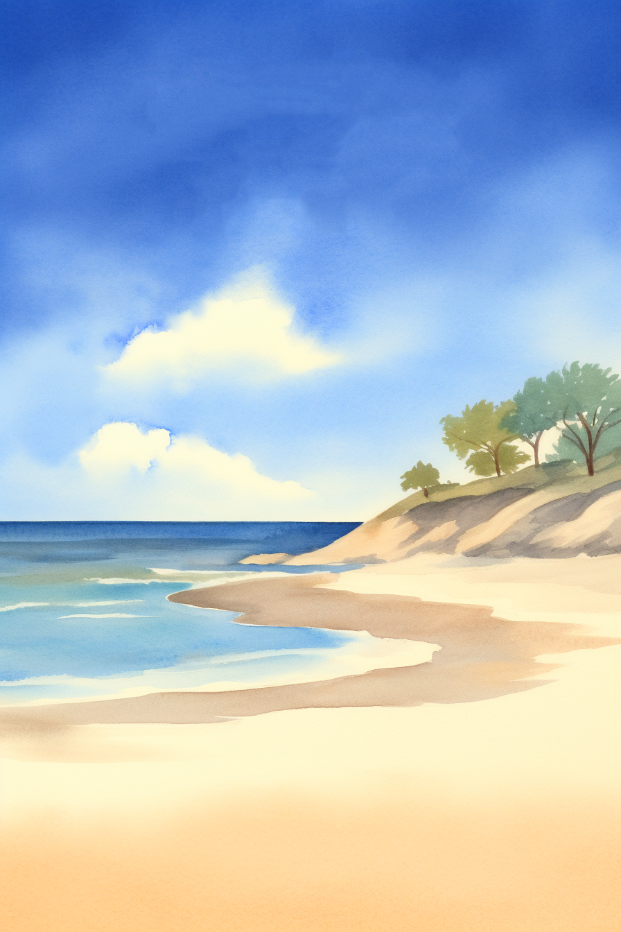 A painting of a beach.