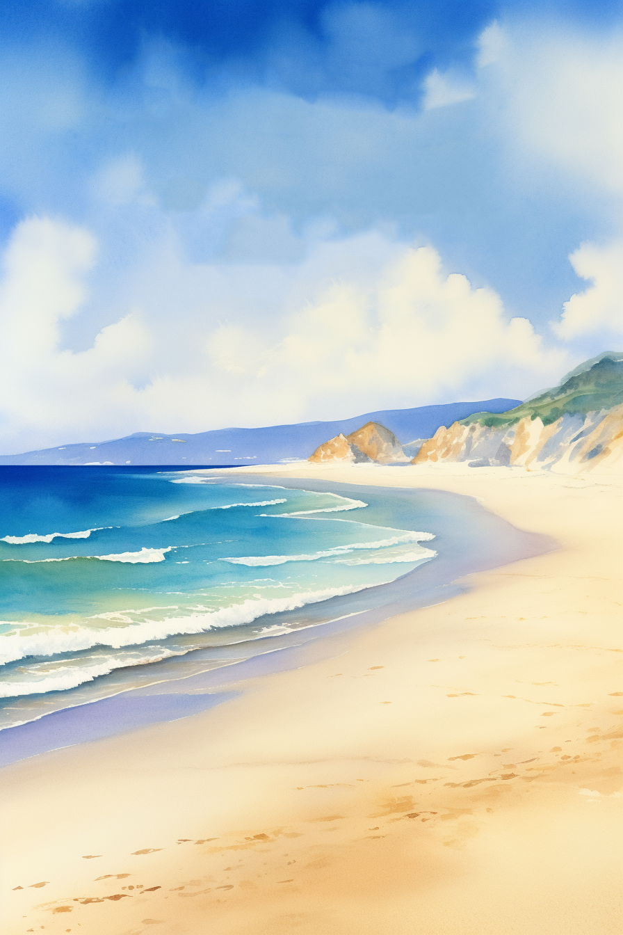 A painting of a beach.