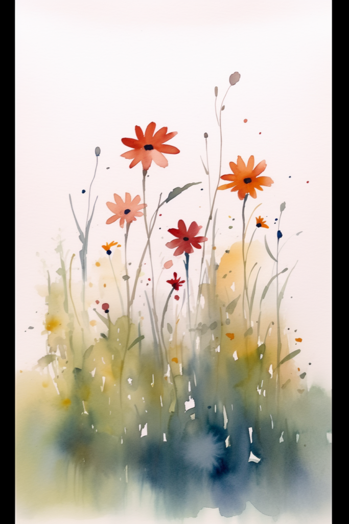 A watercolor painting of flowers on a white background.